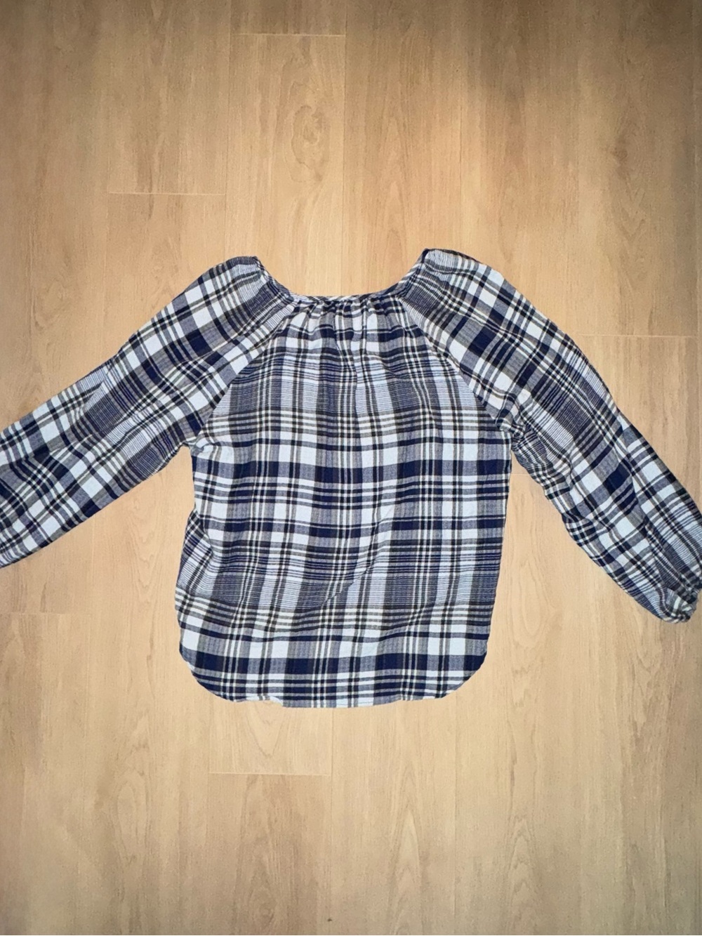 PILCRO from Anthropology Navy, Black and White Plaid Button-Front Top - Picture 3 of 6